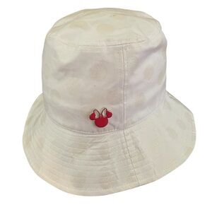Disney Parks White Polka Dot Minnie Mouse Pin Bucket Hat